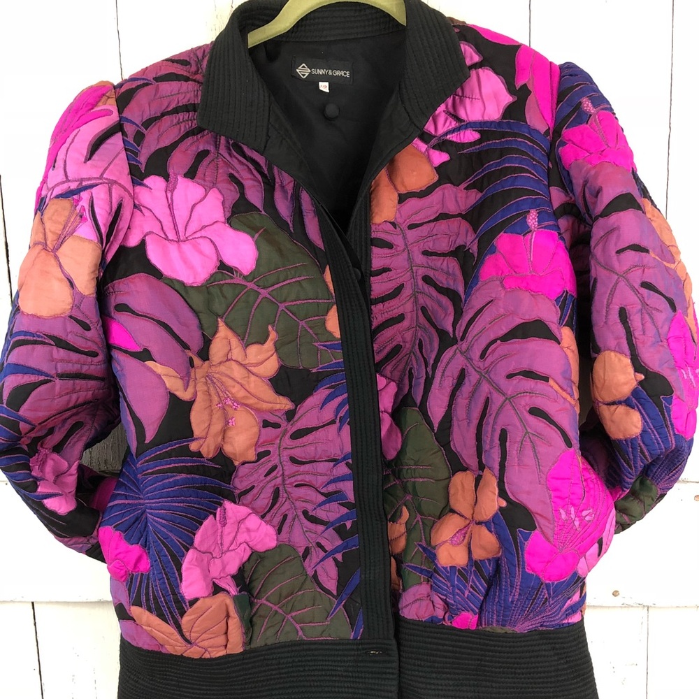 *SALE* Vintage Floral Print Silk Jacket - Picture 1 of 6